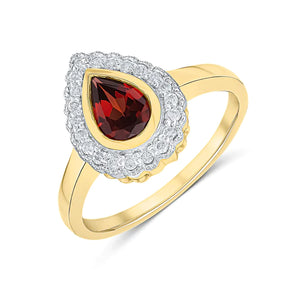 9ct Gold Garnet and Diamond Ring