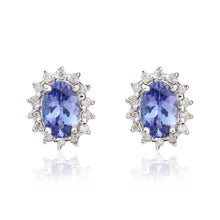 Load image into Gallery viewer, 9ct White Gold Tanzanite and Diamond Stud earrings
