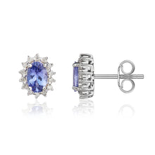 Load image into Gallery viewer, 9ct White Gold Tanzanite and Diamond Stud earrings

