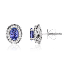 Load image into Gallery viewer, 9ct White Gold Tanzanite and Diamond Earrings
