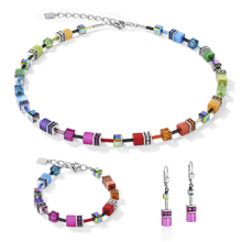 Load image into Gallery viewer, Coeur De Lion GeoCUBE Necklace - Multicolour Rainbow
