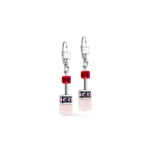 Load image into Gallery viewer, Coeur De Lion Rose Red Geo Cube Drop Earrings
