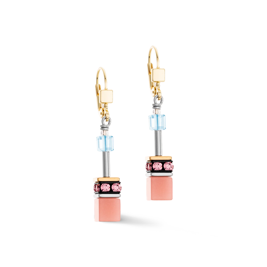 Coeur De Lion GeoCUBE Iconic Earrings Aqua-Apricot