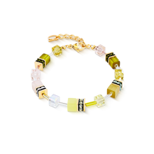 Load image into Gallery viewer, Coeur De LIon Olive and Yellow Geo Cube Bracelet
