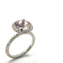 Load image into Gallery viewer, Secondhand 18k Morganite and Diamond Halo Ring
