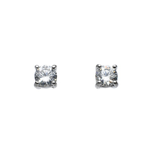 Silver Cubic Zirconia Four Claw Studs