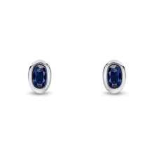 Load image into Gallery viewer, 9ct White Gold Oval Sapphire Earrings
