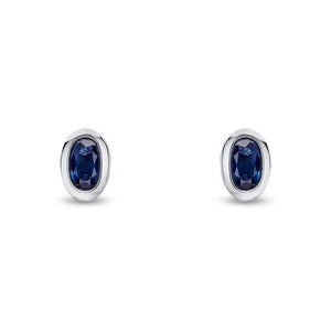 9ct White Gold Oval Sapphire Earrings