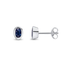 Load image into Gallery viewer, 9ct White Gold Oval Sapphire Earrings
