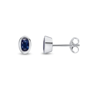 9ct White Gold Oval Sapphire Earrings
