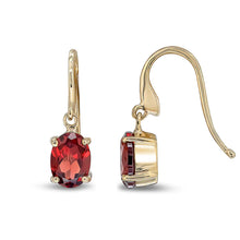 Load image into Gallery viewer, 9ct Gold Garnet Hook Drop Earrings
