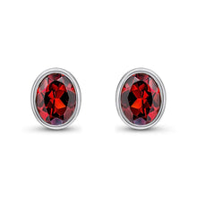 Load image into Gallery viewer, 9ct White Gold Oval Garnet Studs

