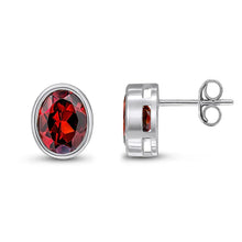 Load image into Gallery viewer, 9ct White Gold Oval Garnet Studs
