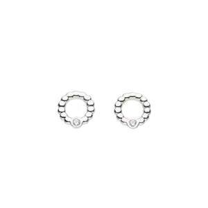 beaded open circle stud earrings
