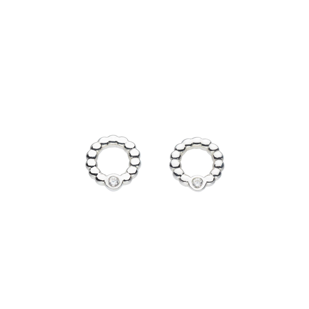 beaded open circle stud earrings