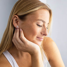 Load image into Gallery viewer, Silver Gold Plated Cubic Zirconia Linked Circle Earrings
