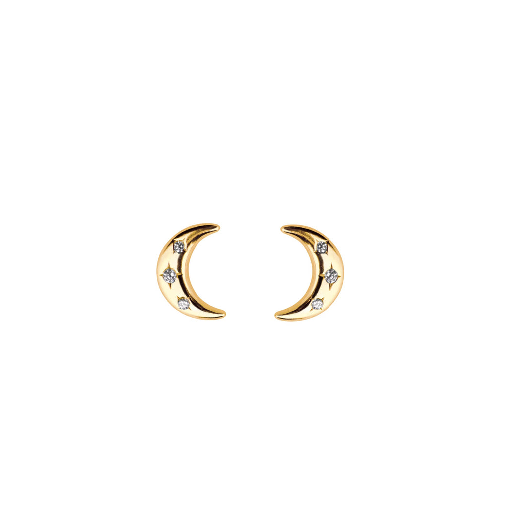 Siver Gold Plated Crescent Moon Studs