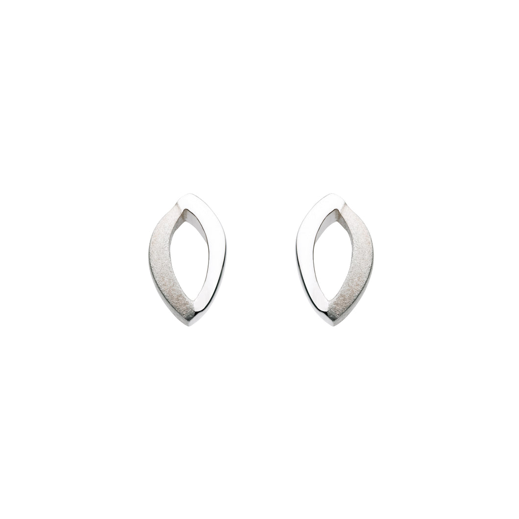 Dew Two Tone SandblastOpen Loop Stud Earrings