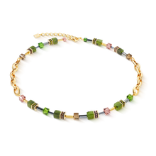 Load image into Gallery viewer, Coeur De Lion Necklace - GeoCube Chunky Chain Green-Gold

