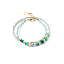 Load image into Gallery viewer, Coeur De Lion Joyful Colours Wrap Bracelet - Gold Green
