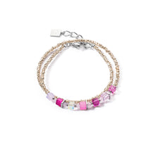 Load image into Gallery viewer, Coeur De Lion Joyful Colours Wrap Bracelet - Silver pink
