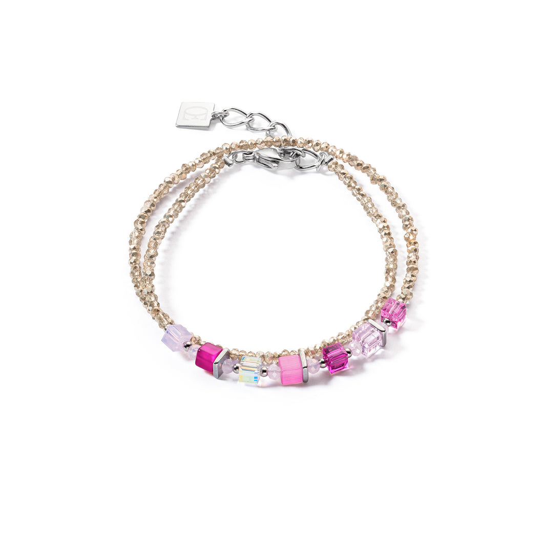 Coeur De Lion Joyful Colours Wrap Bracelet - Silver pink