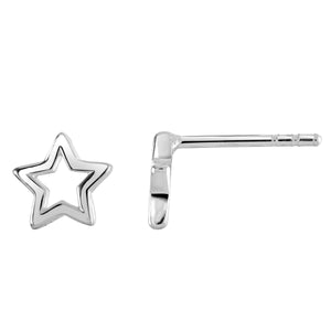 Silver Open Star Stud Earrings