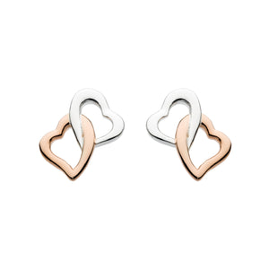 dew Rose Gold Plated Interlinking Heart Studs