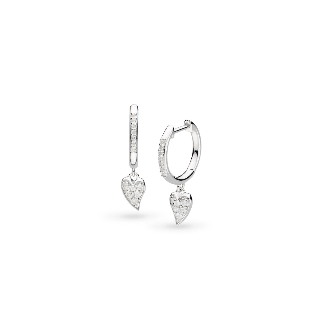 Kit Heath Desire Precious Pave Heart Hinged Hoop Drop Earrings