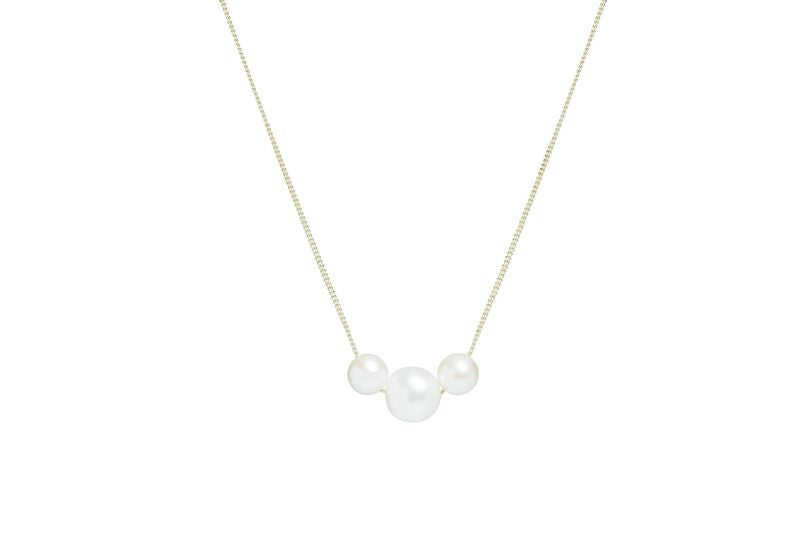 9ct Yellow Gold Sliding Trio Pearl Necklace