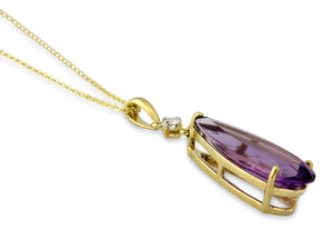 9ct Gold Amethyst and Diamond Necklace