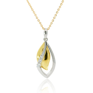 9ct Gold Diamond Leaf Necklace