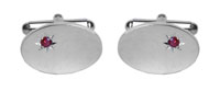 Star set Ruby oval sterling silver cufflinks.