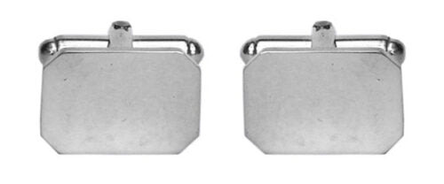 Sterling silver cut corner rectangular cufflinks