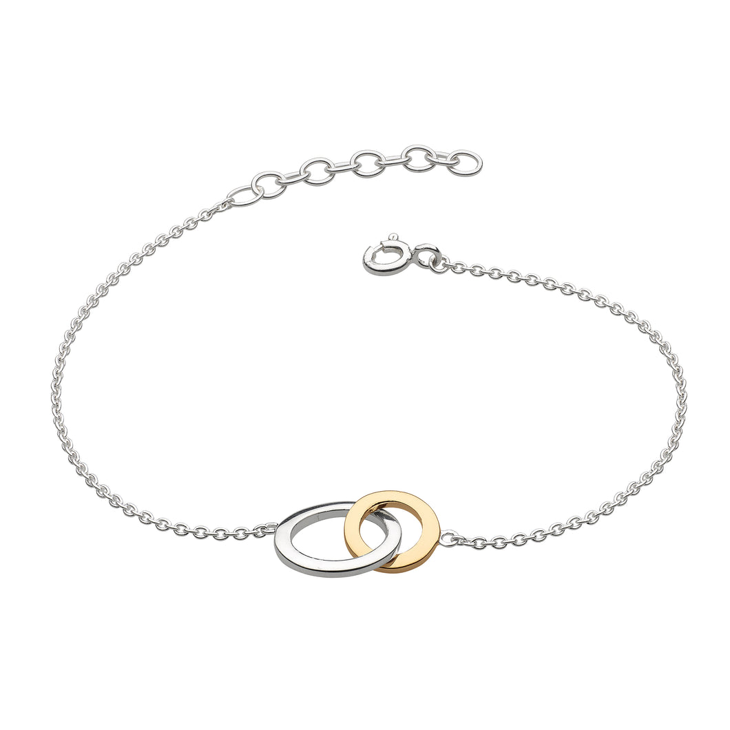 Silver and Gold Plate Linked Circles Chain Bracelet