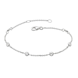 Silver Cubic Zirconia Station Bracelet