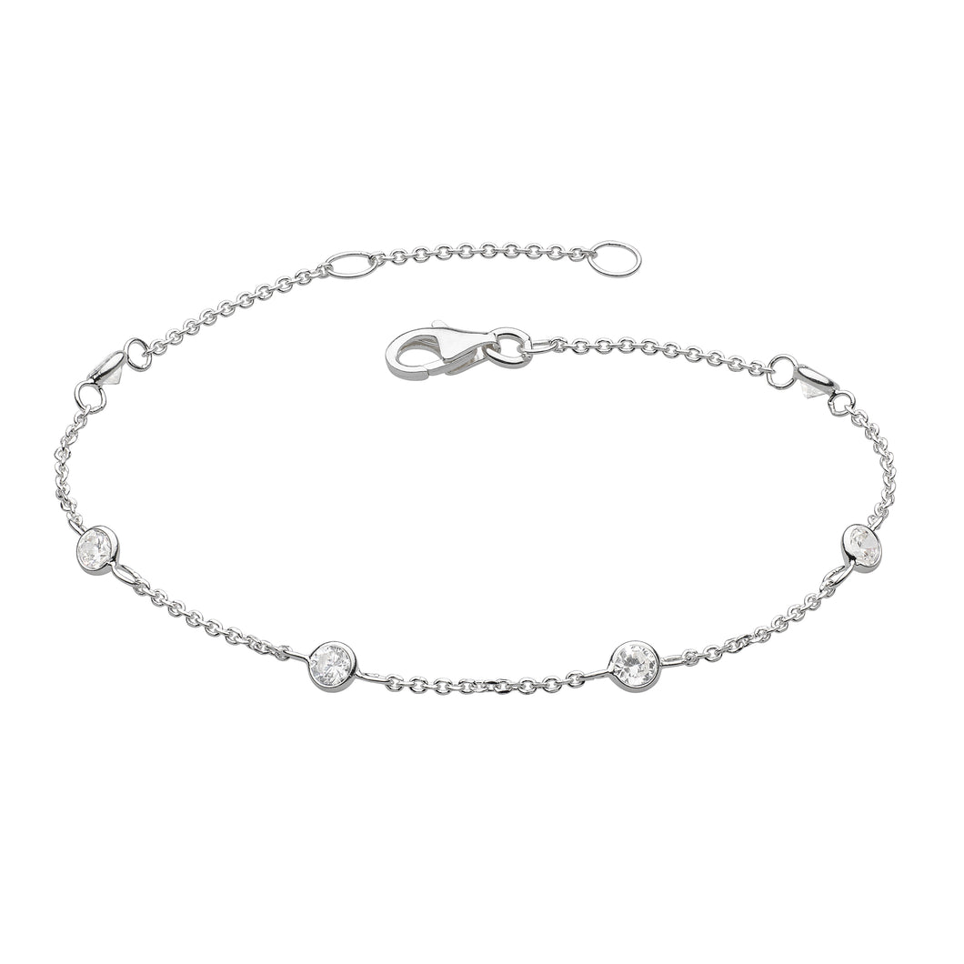 Silver Cubic Zirconia Station Bracelet