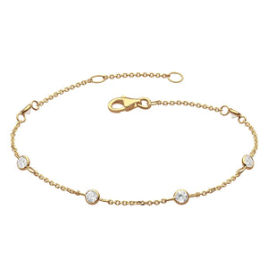 Silver Gold Plated Cubic Zirconia Station Bracelet