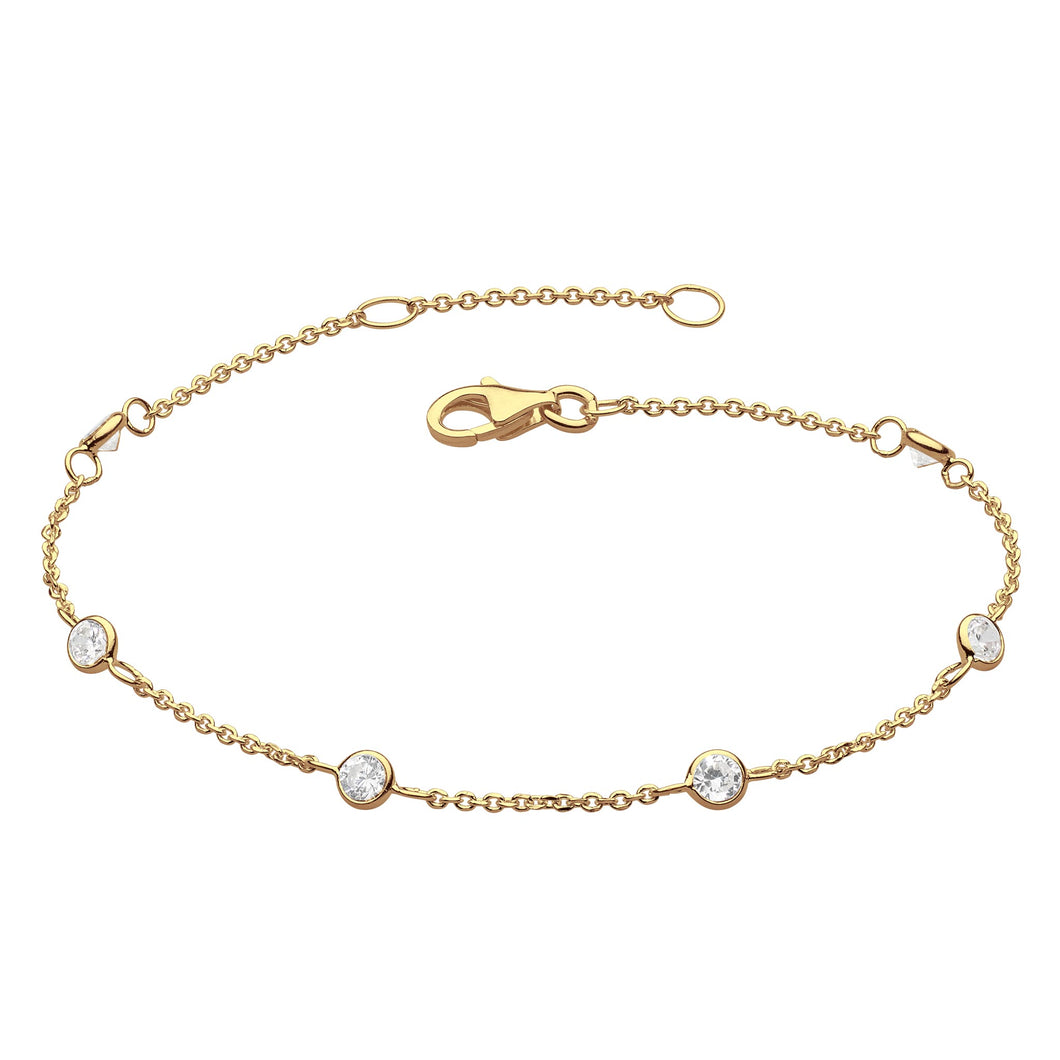 Silver Gold Plated Cubic Zirconia Station Bracelet