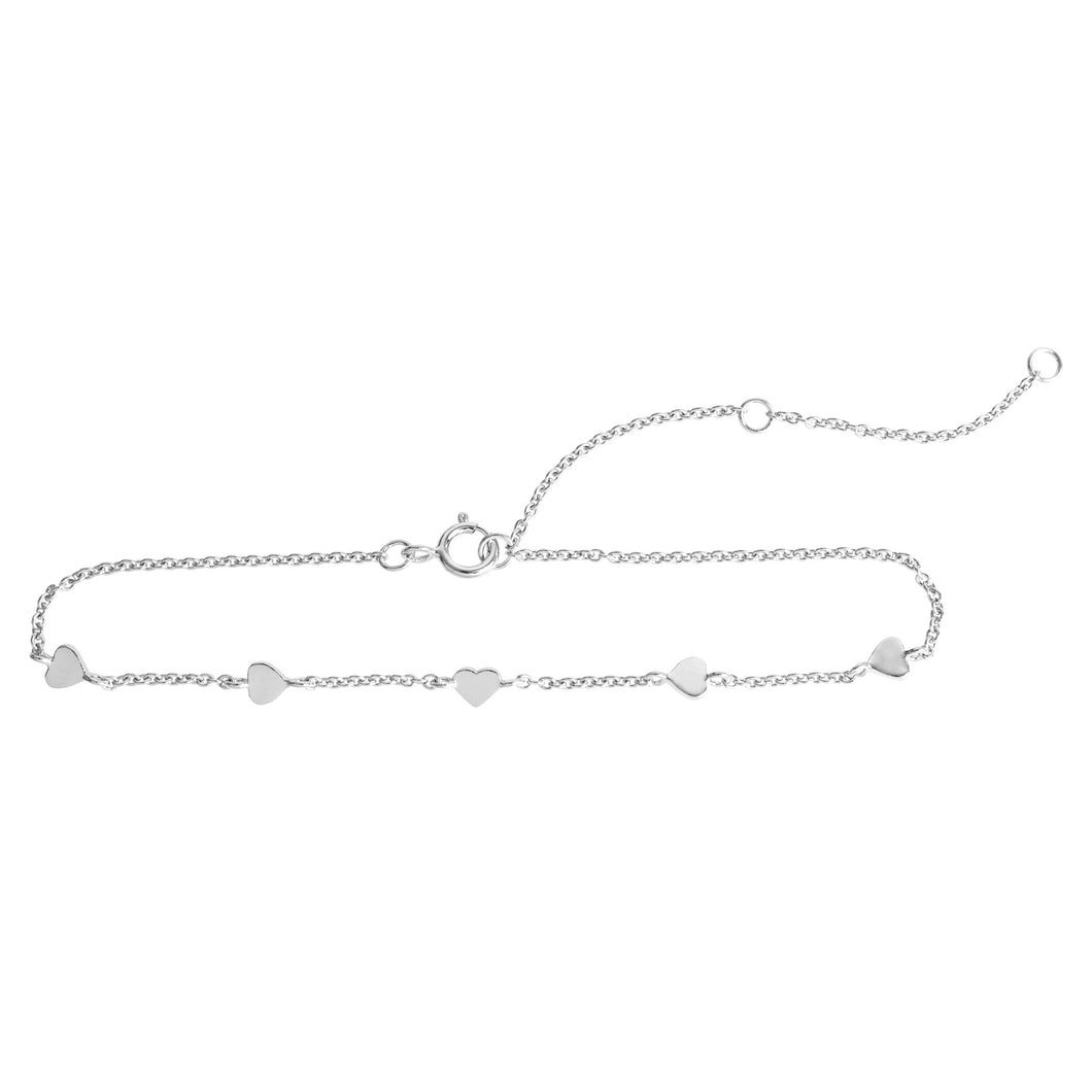 Silver Chain and Hearts Bracelet
