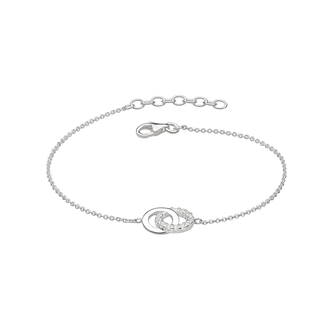 Silver Cubic Zirconia Linked Circles Bracelet