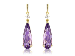 9ct Gold Amethyst and Diamond Statement Earrings