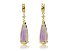 Load image into Gallery viewer, 9ct Gold Amethyst and Diamond Statement Earrings

