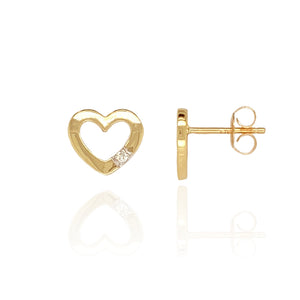 9ct Gold Diamond Heart Studs