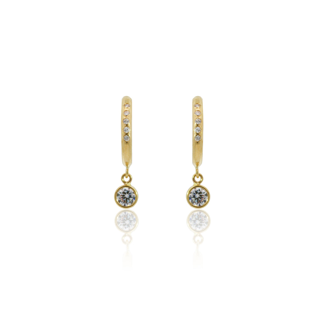 9ct Gold Cubic Zirconia Drop Half Hoop Earrings