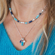 Load image into Gallery viewer, kit Heath Pebble Azure Trio Droplet Necklace
