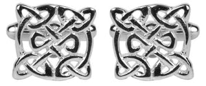 Celtic round rhodium cufflinks