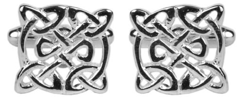 Celtic round rhodium cufflinks