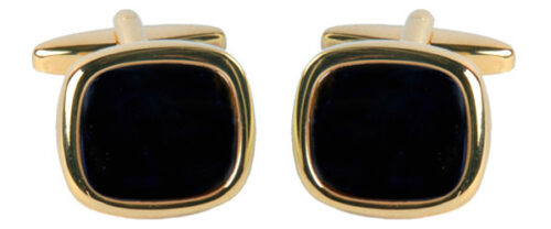 Onyx large cushion stone cold couloured cufflinks