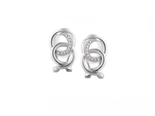 Load image into Gallery viewer, Silver Cubic Zirconia Linked Circle Clip On Earrings
